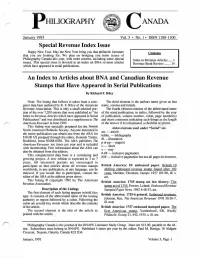 Special Revenue Index Issue an Index to Articles About BNA And
