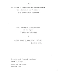 The Effect of Temperature and Strain-Rate on the Deformation and Fracture of Mild Steel Charpy Specimens