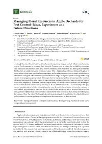 Managing Floral Resources in Apple Orchards for Pest Control: Ideas, Experiences and Future Directions