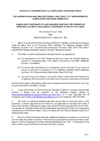 Notice of Confirmation of a Compulsory Purchase Order