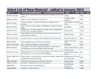 Select List of New Material