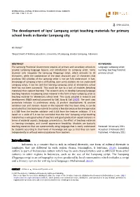 The Development of Iqra' Lampung Script Teaching Materials for Primary School Levels in Bandar Lampung City