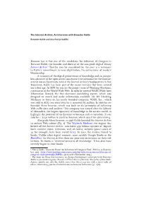 The Internet Archive: an Interview with Brewster Kahle Brewster Kahle and Ana Parejo Vadillo