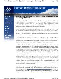 Trustee Tries to Cancel the Sugar Babies Screening at the University of Miami Page 1 of 2