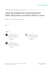 Urban Reconfiguration and Revitalization: Public Mega Projects in Doha’S Historic Center