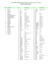 4-H Insect ID Contest Key for Answer Sheet