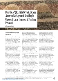 Beard's SPQR. a History of Ancient