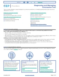 Diagnosing and Managing Concussion Tool