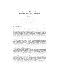 Operational Semantics: Concepts and Their Expression