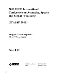 2011 IEEE International Conference on Acoustics, Speech and Signal Processing