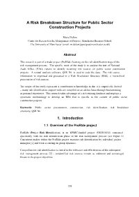 A Risk Breakdown Structure for Public Sector Construction Projects