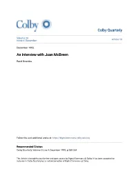 An Interview with Joan Mcbreen