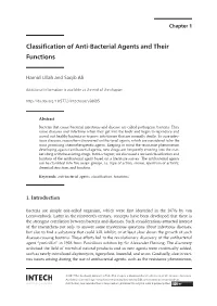Classification of Anti‐Bacterial Agents and Their Functions
