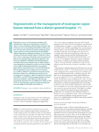 Improvements in the Management of Neutropenic Sepsis: Lessons Learned from a District General Hospital