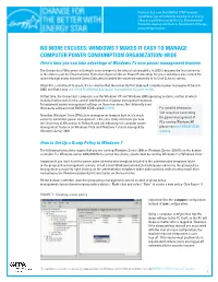 No More Excuses: Windows 7 Makes It Easy to Manage Computer Power
