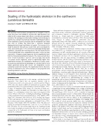 Scaling of the Hydrostatic Skeleton in the Earthworm Lumbricus Terrestris