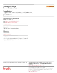 Introduction: Approaches to the History of Urban Reform