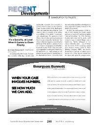 Recentdevelopments BANKRUPTCY to TRUSTS