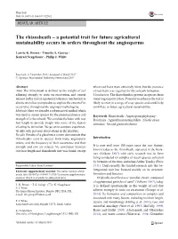 The Rhizosheath – a Potential Trait for Future Agricultural Sustainability Occurs in Orders Throughout the Angiosperms
