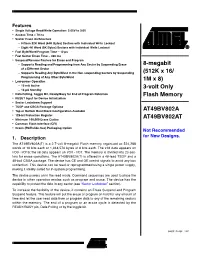 8-Megabit (512K X 16/ 1M X 8) 3-Volt Only Flash Memory AT49BV802A