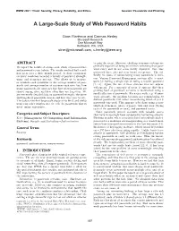 A Large-Scale Study of Web Password Habits