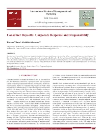 Consumer Boycotts: Corporate Response and Responsibility