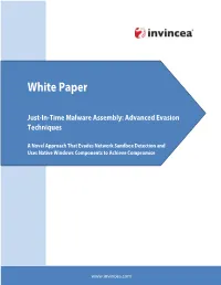 Just-In-Time Malware Assembly: Advanced Evasion Techniques