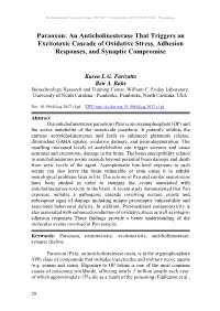 Paraoxon: an Anticholinesterase That Triggers an Excitotoxic Cascade of Oxidative Stress, Adhesion Responses, and Synaptic Compromise