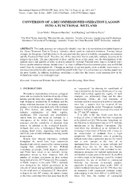 Conversion of a Decommissioned Oxidation Lagoon Into a Functional Wetland