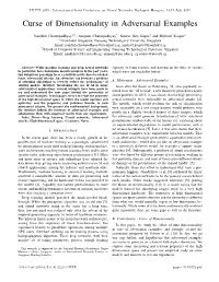 Curse of Dimensionality in Adversarial Examples