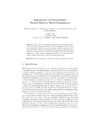 Equivalence of Deterministic Nested Word to Word Transducers