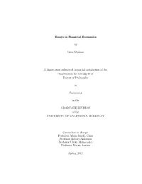Essays in Financial Economics by Reza Shabani a Dissertation