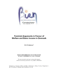Feminist Arguments in Favour of Welfare and Basic Income in Denmark