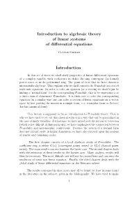 Introduction to Algebraic Theory of Linear Systems of Differential