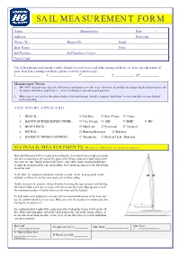 Sail Measurement Form