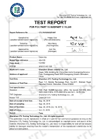 Test Report for Fcc Part 15 Subpart C 15.249