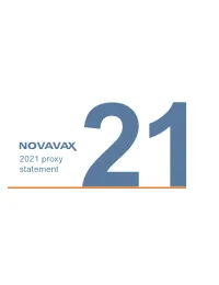 2021 Proxy Statement Creating Tomorrow’S Vaccines Today