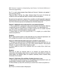 BOX Television Response to Broadcasting Code Review: Commercial References in Television Programming