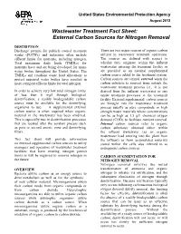 External Carbon Sources for Nitrogen Removal