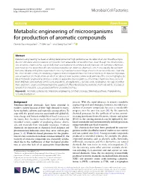 Metabolic Engineering of Microorganisms for Production of Aromatic Compounds Damla Huccetogullari1,2, Zi Wei Luo1,2 and Sang Yup Lee1,2,3*