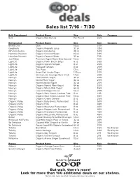 Sales List 7/16 - 7/30