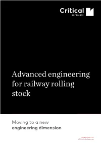 Advanced Engineering for Railway Rolling Stock
