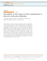Elucidation of the Origin of Chiral Amplification in Discrete Molecular Polyhedra