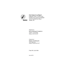 Final Geotechnical Report Proposed Tower ‘B’ Multi-Level Building at the Corner of Parkdale Avenue and Bullman Street Ottawa, ON