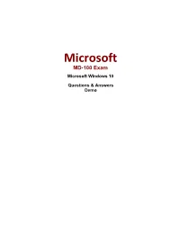 Microsoft MD-100 Exam Microsoft Windows 10