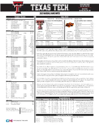 2021 Baseball Game Notes