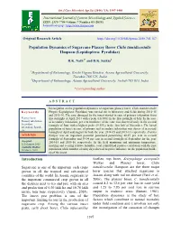 Population Dynamics of Sugarcane Plassey Borer Chilo Tumidicostalis Hmpson (Lepidoptera: Pyralidae)