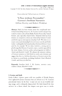 Coetzee's Swiftian Narrators