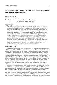 Covert Homophobia As a Function of Erotophobia and Social Restrictions