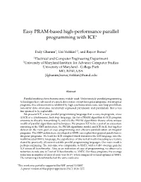 Easy PRAM-Based High-Performance Parallel Programming with ICE∗